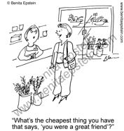 woman shoopping flowers florist death funeral friend cartoon 1297